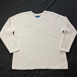 APT 9 Womens Beige V Neck Long Sleeve Knit Sweater Size L